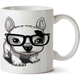 Art Hediye Dog Sevimli Pug Gözlüklü İki Tarafı Baskılı Beyaz Kupa