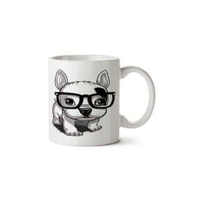 Art Hediye Dog Sevimli Pug Gözlüklü İki Tarafı Baskılı Beyaz Kupa