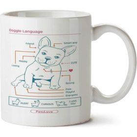 Art Hediye Doggie Language İki Tarafı Baskılı Beyaz Kupa