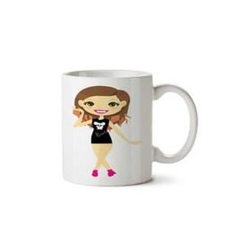 Art Hediye Doll İki Tarafı Baskılı Beyaz Kupa