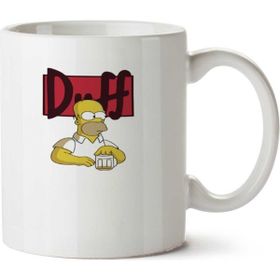 Art Hediye Duff Simpsons İki Tarafı Baskılı Beyaz Kupa
