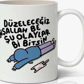Art Hediye Düzeleceğiz Inşallah Baskılı Kupa Bardak Baskılı Kahve Kupa Bardak