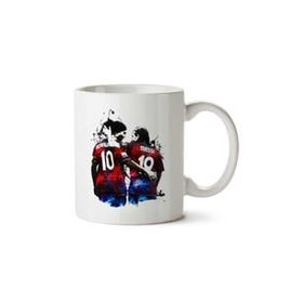 Art Hediye Efsane Oyuncu Ronaldinho Messi İki Tarafı Baskılı Beyaz Kupa