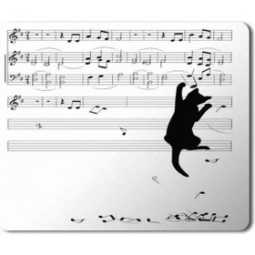 Art Hediye En Çok Satılan Kedi Müzik Nota Toplayan Kedi+ Baskılı 23x19 cm Mouse Pad