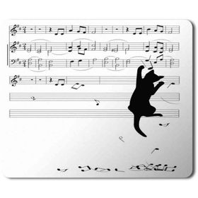 Art Hediye En Çok Satılan Kedi Müzik Nota Toplayan Kedi+ Baskılı 23x19 cm Mouse Pad