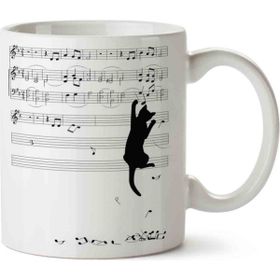 Art Hediye En Çok Satılan Kedi Müzik Nota Toplayan Kedi Kupa Bardak