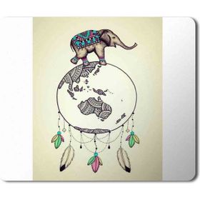 Art Hediye Etnik Fil ve Düş Kapanı Baskılı 23x19 cm Mouse Pad