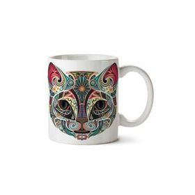 Art Hediye Etnik Kedi İki Tarafı Baskılı Kupa