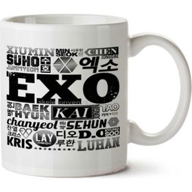 Art Hediye Exo Font Collage İki Tarafı Baskılı Kupa Bardak