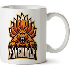 Art Hediye Fire Wolf İki Tarafı Baskılı Beyaz Kupa