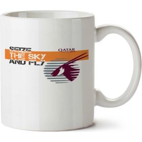 Art Hediye Fly Qatar İki Tarafı Baskılı Kupa Bardak