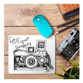 Art Hediye Fotoğraf Makinesi Kara Kalem Baskılı 23x19 cm Mouse Pad