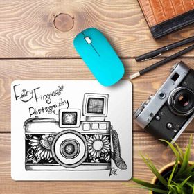 Art Hediye Fotoğraf Makinesi Kara Kalem Baskılı 23x19 cm Mouse Pad