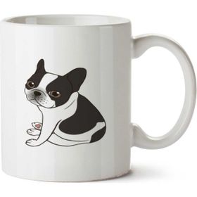 Art Hediye Fransız Bulldog Köpek İki Tarafı Baskılı Beyaz Kupa