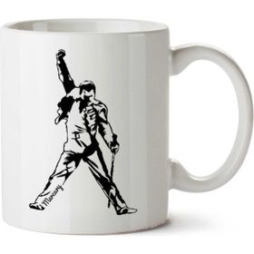 Art Hediye Freddie Mercury Siyah İki Tarafı Baskılı Kupa Bardak