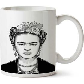 Art Hediye Frida Kahlo Kara Kalem İki Tarafı Baskılı Kupa Bardak