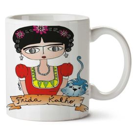 Art Hediye Frida Kahlo Kedi Iki Tarafı Baskılı Kupa Bardak