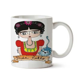 Art Hediye Frida Kahlo Kedi Iki Tarafı Baskılı Kupa Bardak