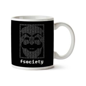 Art Hediye Fsociety Binary Code Mr Robot Iki Tarafı Baskılı Kupa Bardak
