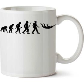 Art Hediye Funny Skydiving Evolution of Man İki Tarafı Baskılı Beyaz Kupa