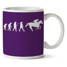 Art Hediye Funny Women's Horse Racing Jockey Evolution Iki Tarafı Baskılı Kupa Bardak