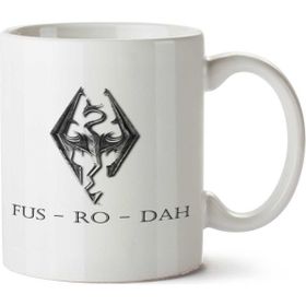 Art Hediye Fus Ro Dah İki Tarafı Baskılı Beyaz Kupa