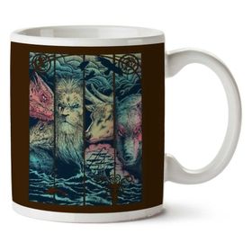 Art Hediye Game Of Thrones Animals Dragon Lion Stagg Wolf Iki Tarafı Baskılı Kupa Bardak