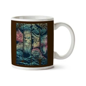 Art Hediye Game Of Thrones Animals Dragon Lion Stagg Wolf Iki Tarafı Baskılı Kupa Bardak