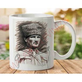 Art Hediye Gazi Mustafa Kemal İki Tarafı Baskılı Kupa Bardak