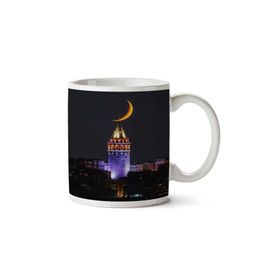 Art Hediye Gece Istanbul Galata Kulesi İki Tarafı Baskılı Kupa Bardak