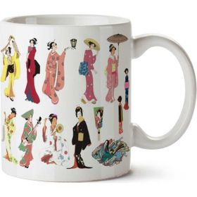 Art Hediye Geyşe Japon Sanatı İki Tarafı Baskılı Kupa
