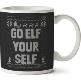 Art Hediye Go Elf Yourself Christmas Knit Pattern İki Tarafı Baskılı Kupa Bardak