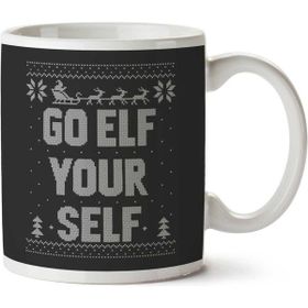 Art Hediye Go Elf Yourself Christmas Knit Pattern İki Tarafı Baskılı Kupa Bardak