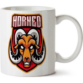 Art Hediye Goat Headhorned İki Tarafı Baskılı Beyaz Kupa