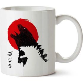 Art Hediye Godzilla Japon Stili İki Tarafı Baskılı Beyaz Kupa