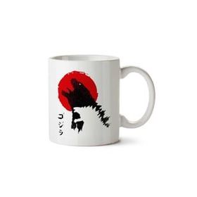 Art Hediye Godzilla Japon Stili İki Tarafı Baskılı Beyaz Kupa