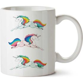 Art Hediye Gökkuşağı Unicorn İki Tarafı Baskılı Kupa Bardak