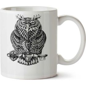 Art Hediye Great Horned Owl İki Tarafı Baskılı Kupa Bardak