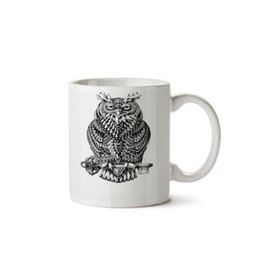Art Hediye Great Horned Owl İki Tarafı Baskılı Kupa Bardak