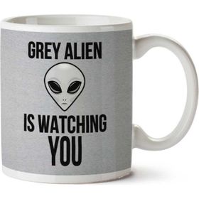 Art Hediye Grey Alien Watching You Men's İki Tarafı Baskılı Kupa Bardak