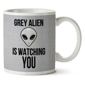 Art Hediye Grey Alien Watching You Men's İki Tarafı Baskılı Kupa Bardak