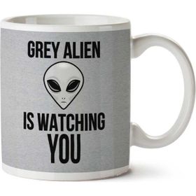 Art Hediye Grey Alien Watching You Men's İki Tarafı Baskılı Kupa Bardak