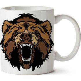 Art Hediye Grizzly Bear Roaring İki Tarafı Baskılı Kupa Bardak