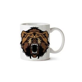 Art Hediye Grizzly Bear Roaring İki Tarafı Baskılı Kupa Bardak