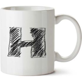 Art Hediye H Harfi Desen İki Tarafı Baskılı Beyaz Kupa