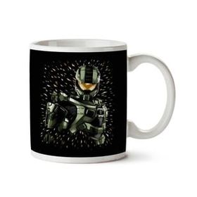 Art Hediye Halo Masterchief Renkli Benekler Iki Tarafı Baskılı Kupa Bardak