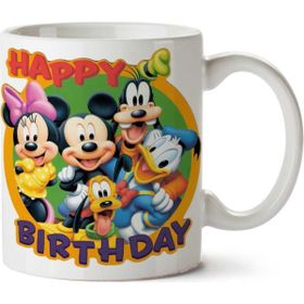 Art Hediye Happy Birthday Mickey Mouse İki Tarafı Baskılı Kupa Bardak