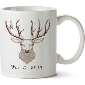 Art Hediye Hello Deer Geyik Kafası İki Tarafı Baskılı Kupa Bardak