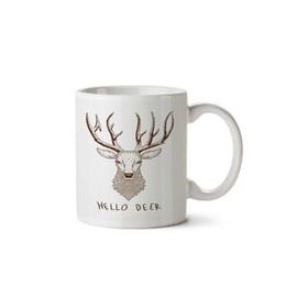 Art Hediye Hello Deer Geyik Kafası İki Tarafı Baskılı Kupa Bardak