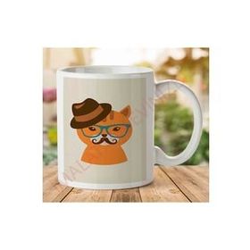 Art Hediye Hipster Kedi İki Tarafı Baskılı Kupa Bardak